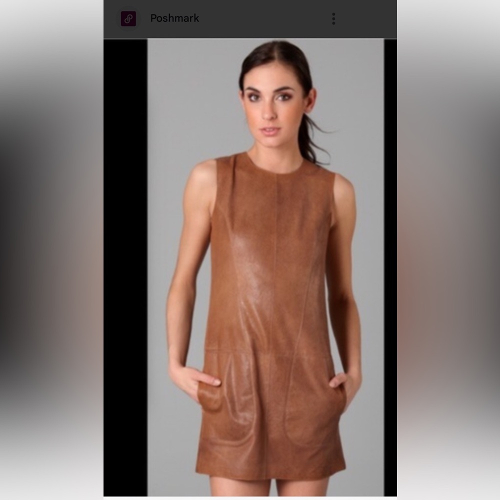 Vince tan leather shift dress